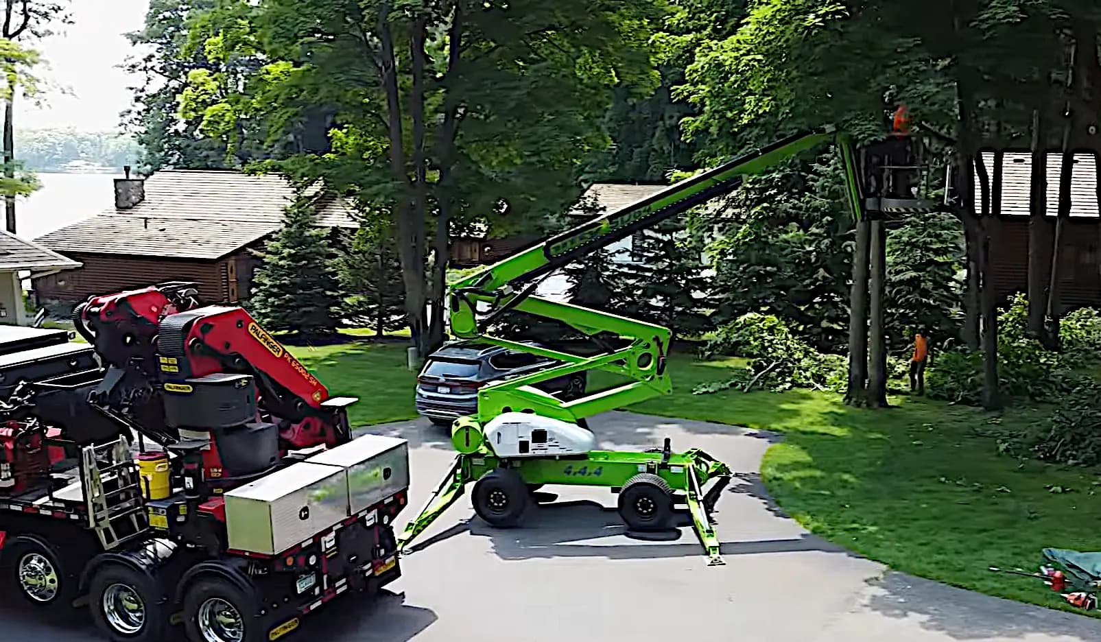 Professional tree removal equipment on a Brainerd Lakes Area property.
